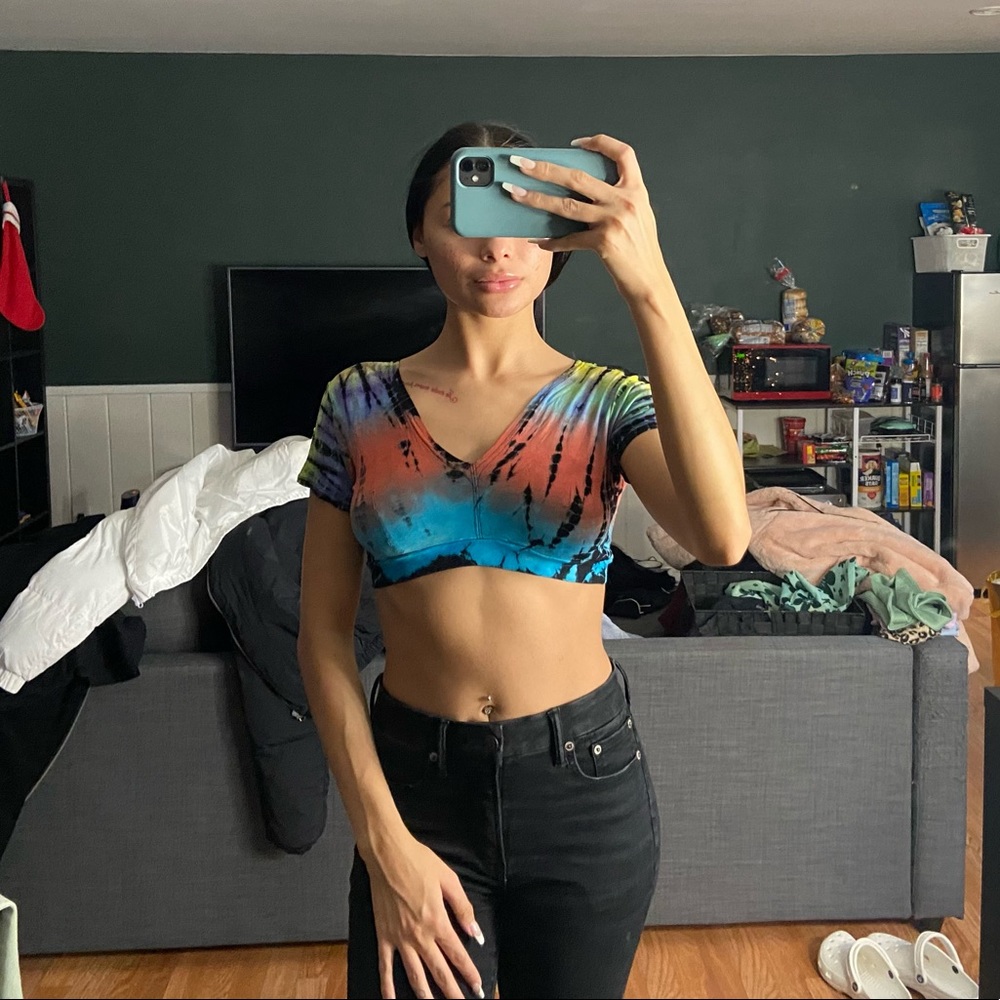 Tie dye open back crop top